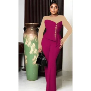 Vintage Buttoned Top & Pant Set