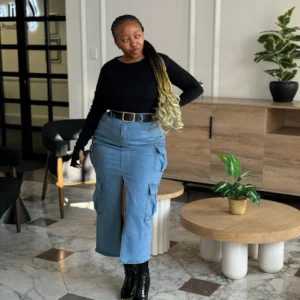 Denim front Slit Skirt