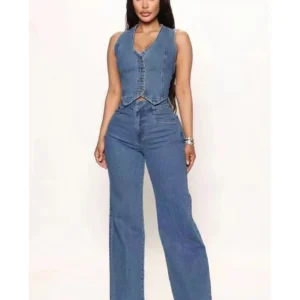 Denim Sleeveless Top & Pant Set