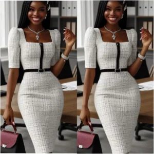 Short Sleeve Square Neck Dress